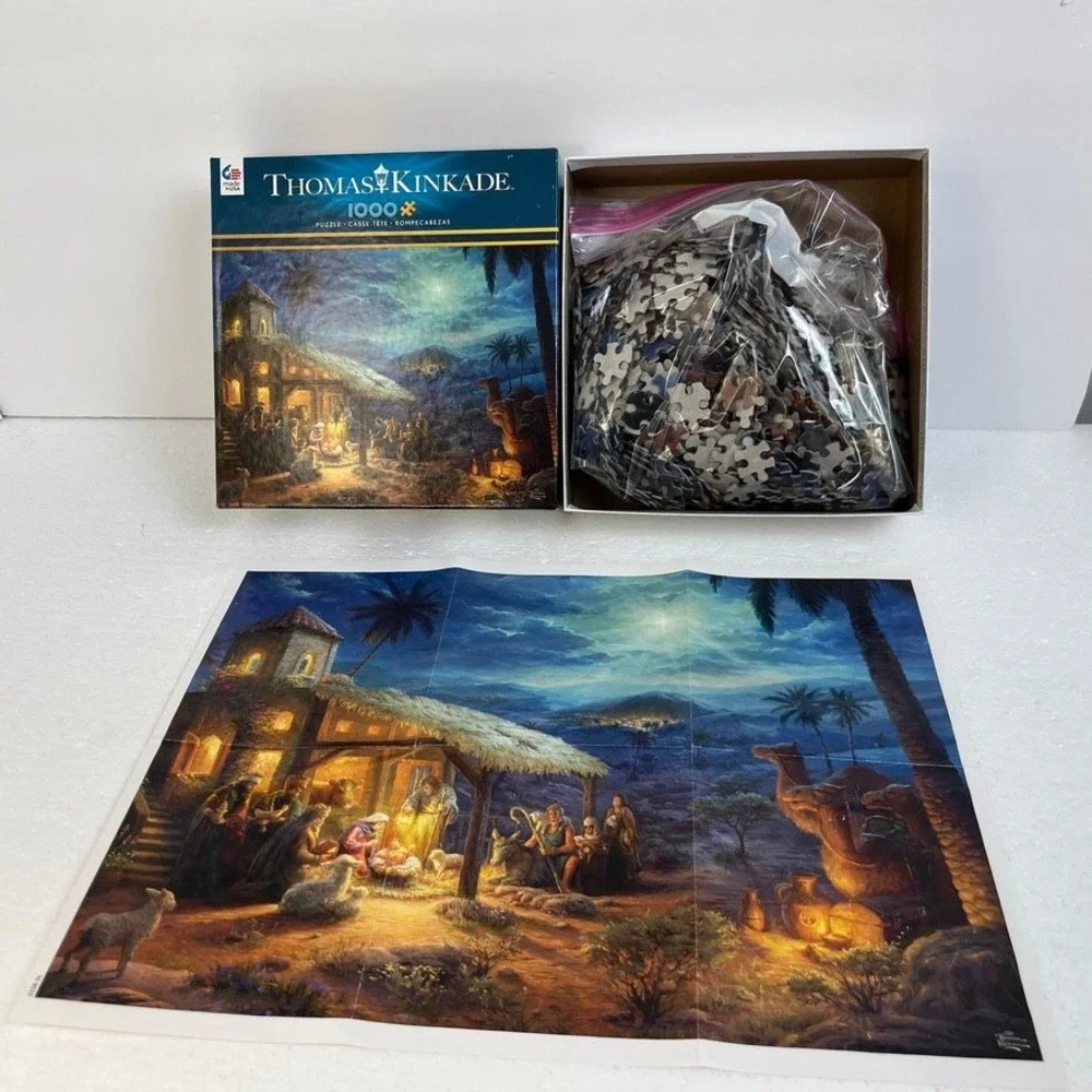 Thomas Kinkade Ceaco‎ Jigsaw Puzzle The Nativity Christmas 1000 Pieces Complete
